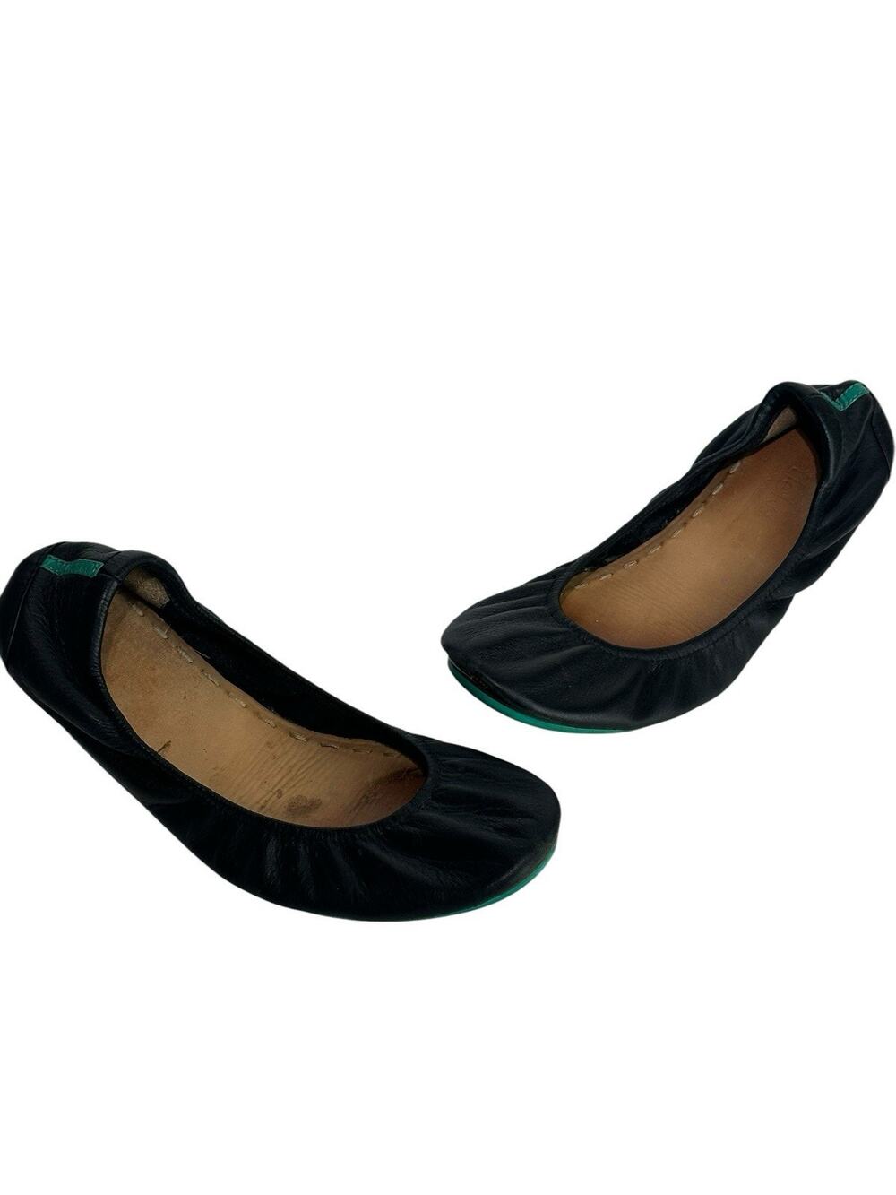 Tieks by Gavrieli Black Leather Ballet Flats Foldable Shoes Size 10
